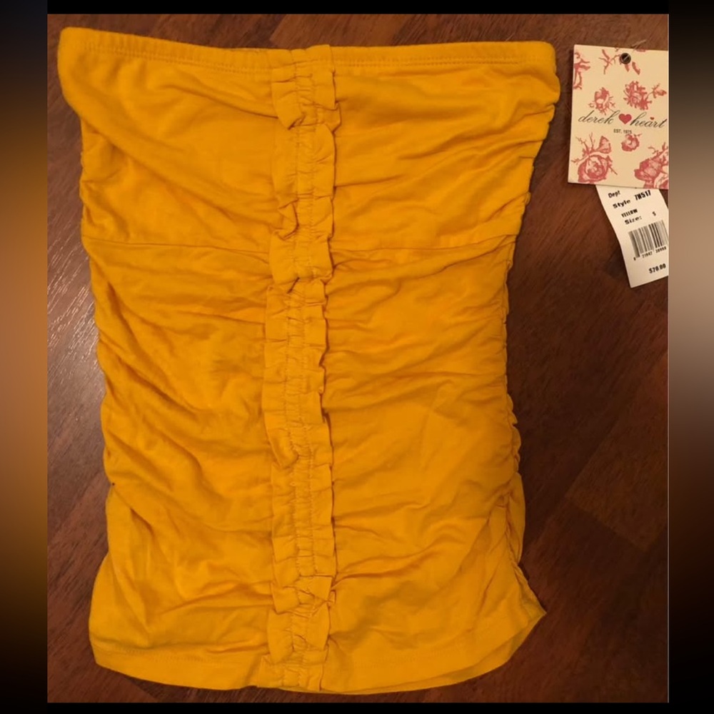 NWT Derek Heart Bright Yellow Ruched Tube top